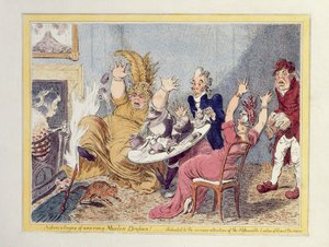 A muszlin ruhák viselésének előnyei! Nagy-Britannia divatos hölgyei komoly figyelmének szentelve, pub. John Miller és W. Blackwood